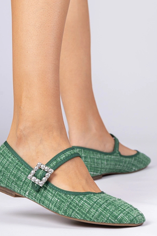 Groene dames balerina's met gesp en... Groene dames balerina's met gesp en...