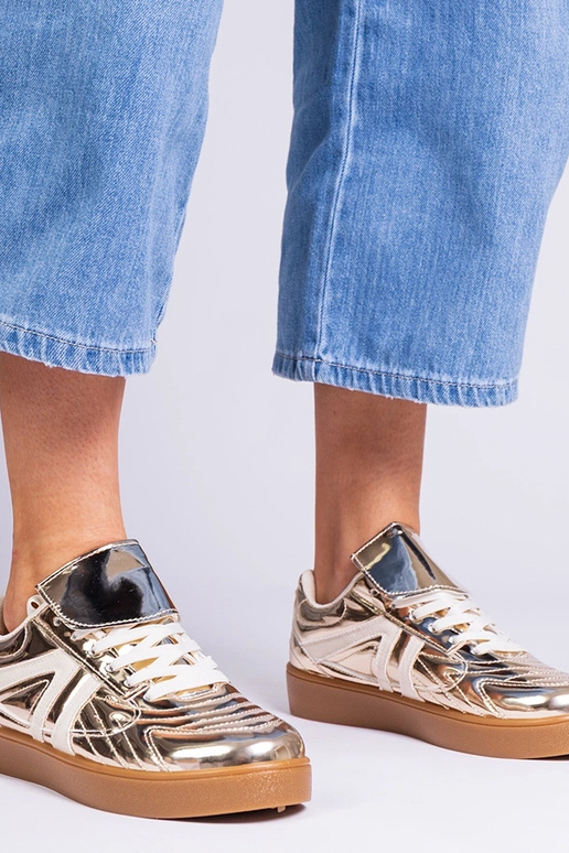 Gouden dames sneakers lakleren...