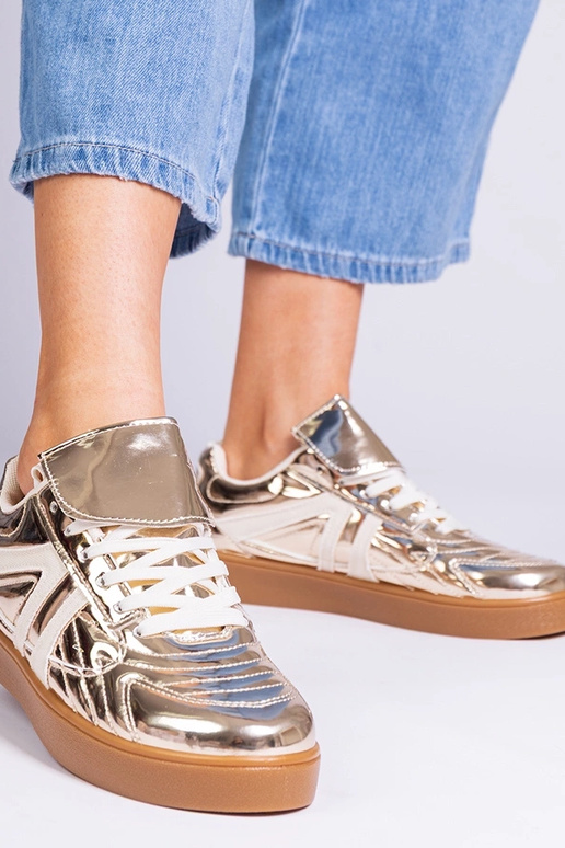 Gouden dames sneakers lakleren...