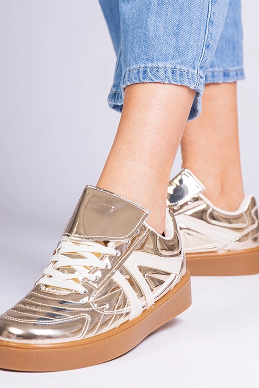 Gouden dames sneakers lakleren...
