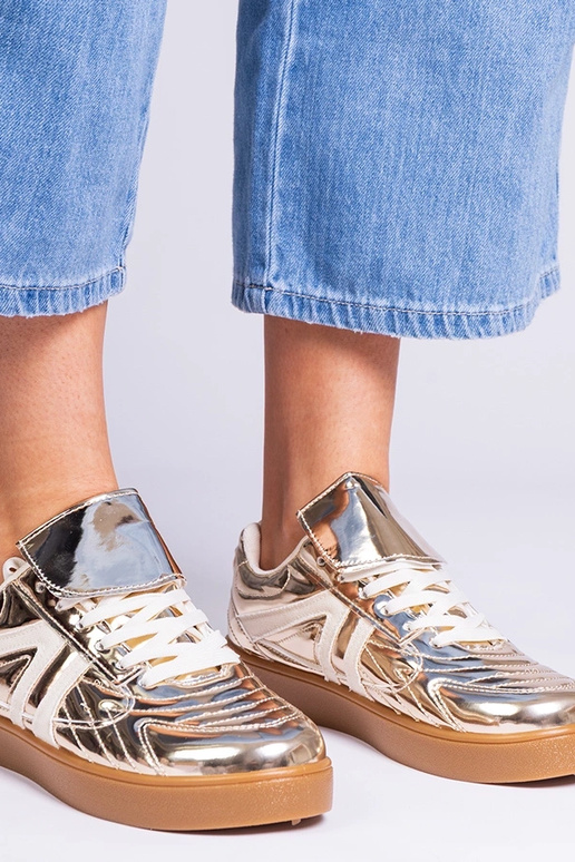 Gouden dames sneakers lakleren...