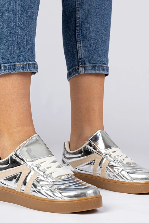 Zilveren dames sneakers lakleer Keyla Zilveren dames sneakers lakleer Keyla