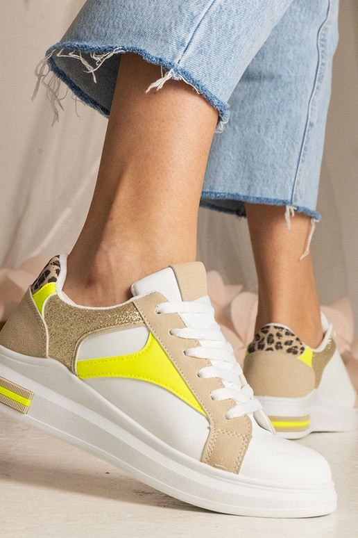 Witte dames sneakers met glitter en... Witte dames sneakers met glitter en...