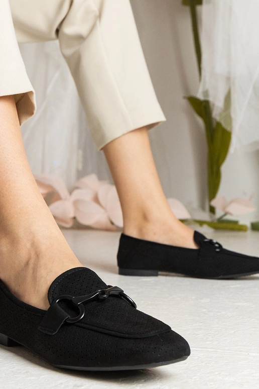 Zwarte dames ażurowe mokasijnen met... Zwarte dames ażurowe mokasijnen met...