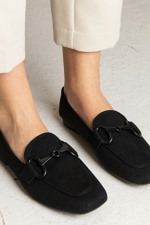 Zwarte dames ażurowe mokasijnen met... Zwarte dames ażurowe mokasijnen met...