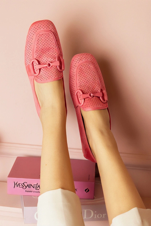 Roze dames ażurowe mokasijnen met...