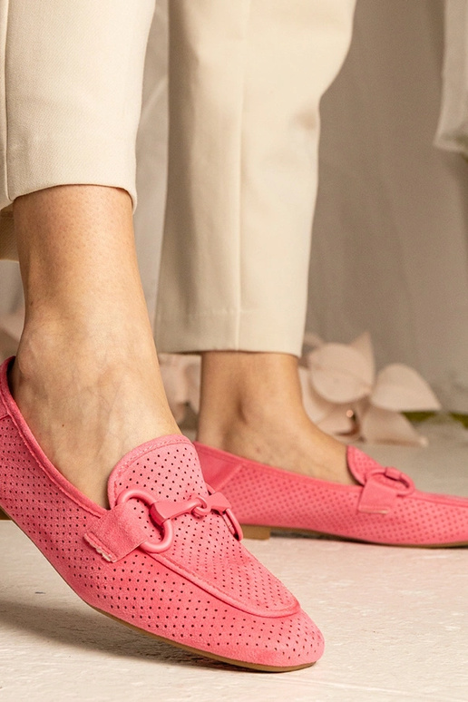 Roze dames ażurowe mokasijnen met...