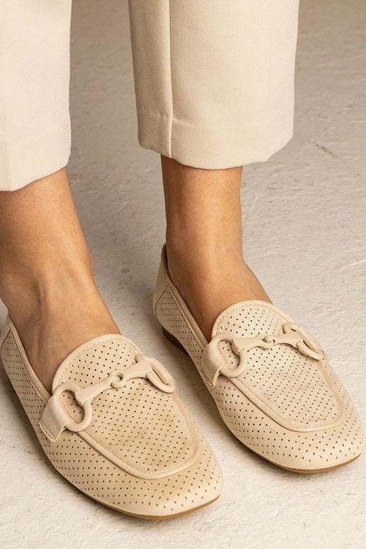 Beige dames ażurowe mokasijnen met... Beige dames ażurowe mokasijnen met...