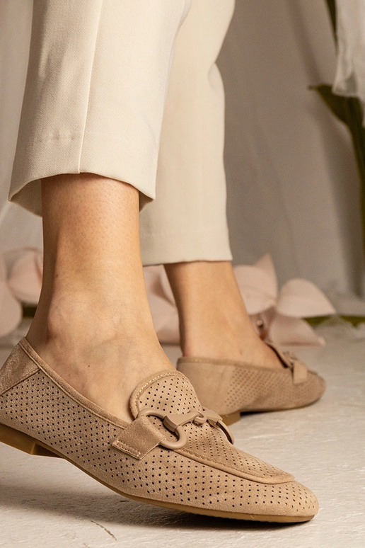 Bruine dames ażurowe mokasijnen met... Bruine dames ażurowe mokasijnen met...