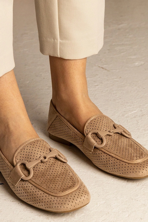 Bruine dames ażurowe mokasijnen met... Bruine dames ażurowe mokasijnen met...