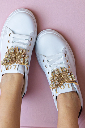Biało-zwarte sneakers met vlinder en zirkonia's Kariba 2