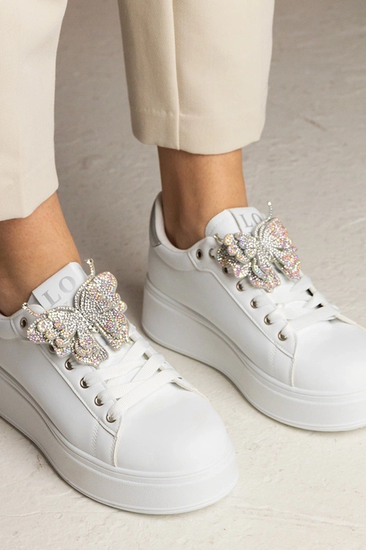 Biało-zilver sneakers met vlinder en... Biało-zilver sneakers met vlinder en...