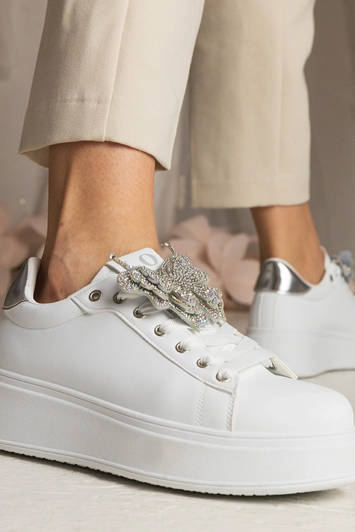 Biało-zilver sneakers met vlinder en... Biało-zilver sneakers met vlinder en...