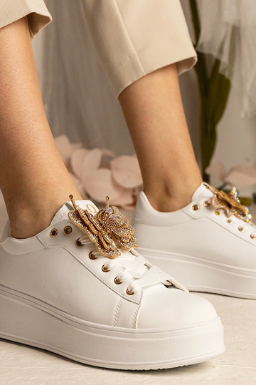 Witte sneakers met vlinder en zirkonia's Kariba