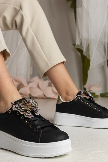 Zwarte sneakers met vlinder en zirkonia's Kariba