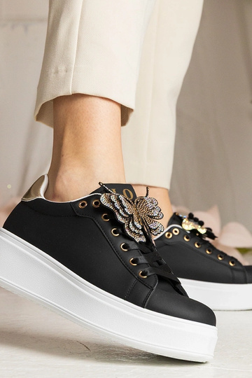 Zwarte sneakers met vlinder en zirkonia's Kariba 2