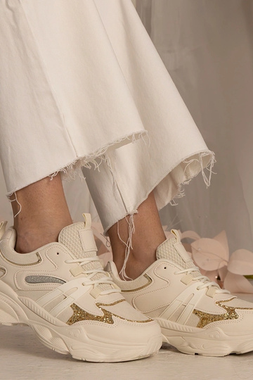 Beige dames sneakers sportief met glitters Maleda