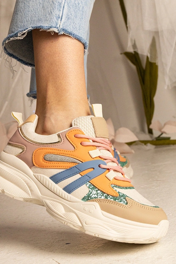 Oranje dames sneakers sportief met glitters Maleda