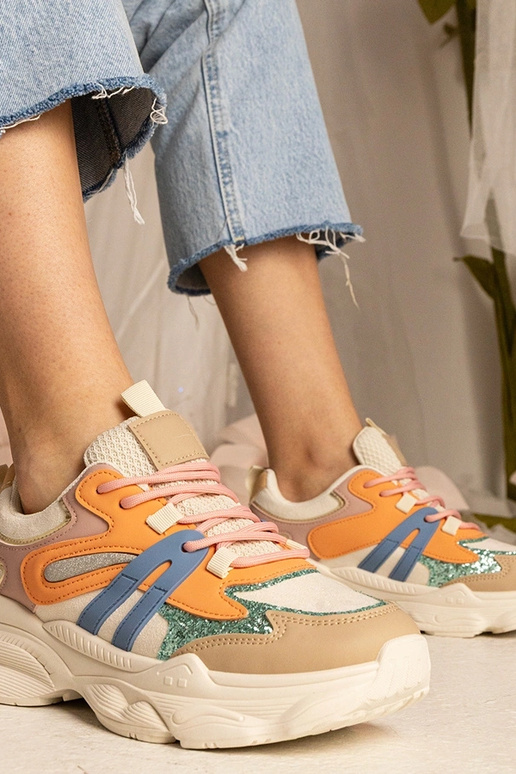 Oranje dames sneakers sportief met... Oranje dames sneakers sportief met...