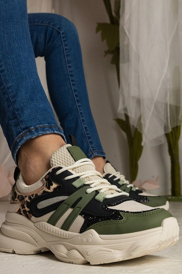 Groene dames sneakers sportief met glitters Maleda