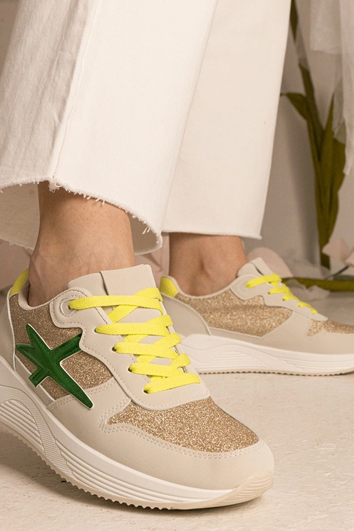 Beige dames sneakers sportief met... Beige dames sneakers sportief met...