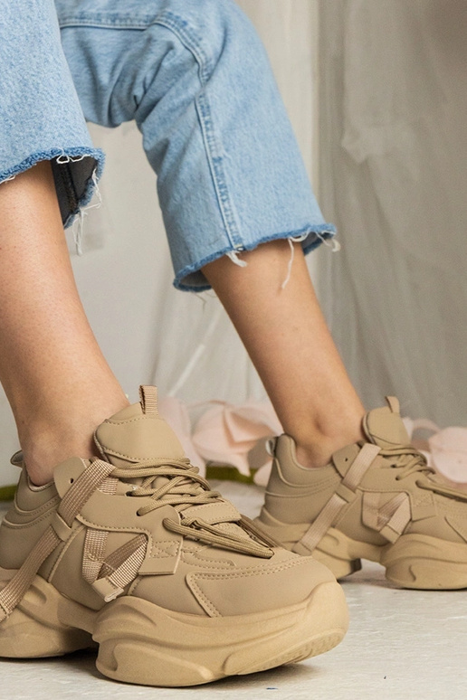 Bruine dames sneakers massief...