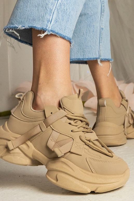 Bruine dames sneakers massief...