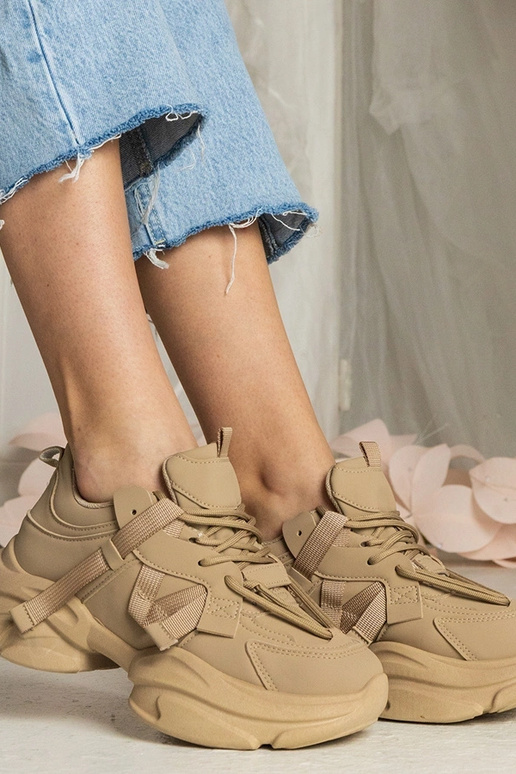 Bruine dames sneakers massief...