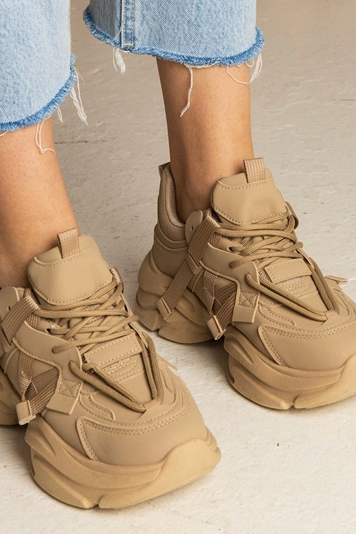 Bruine dames sneakers massief...