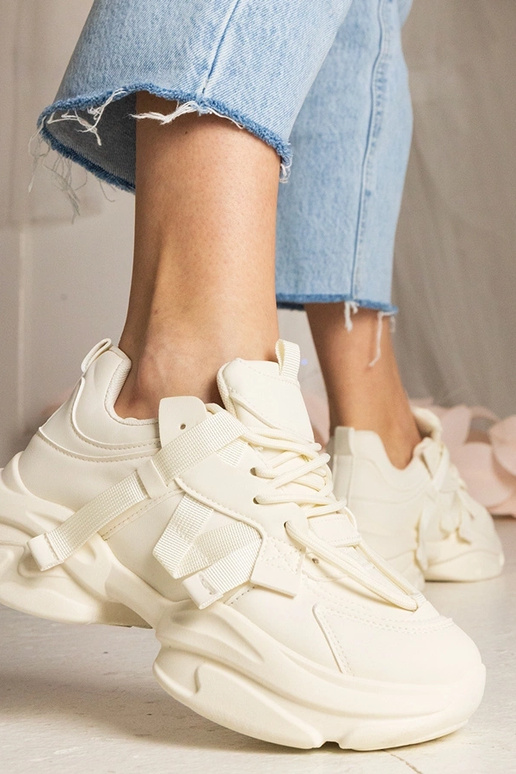 Beige dames sneakers massief sportief...