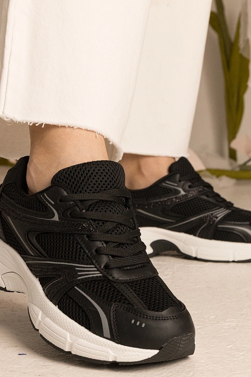 Zwarte dames sneakers sportief met...