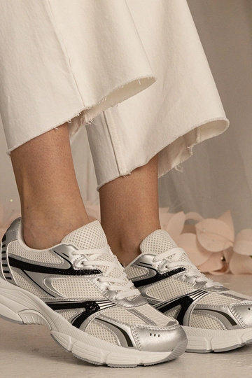 Zilveren dames sneakers sportief met glitter Bakari 2