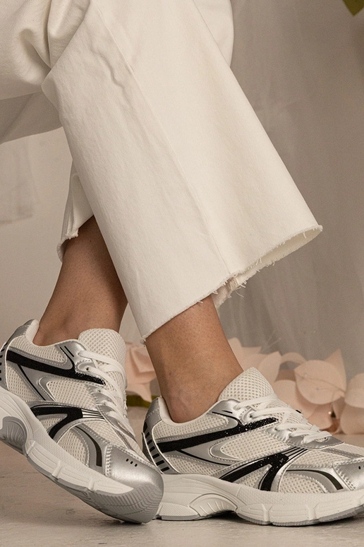 Zilveren dames sneakers sportief met...