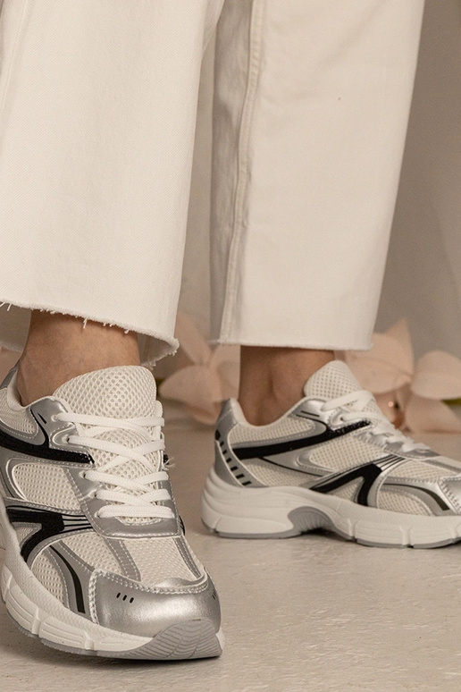 Zilveren dames sneakers sportief met...