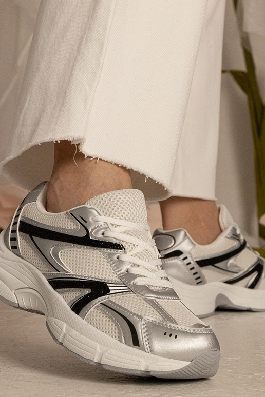 Zilveren dames sneakers sportief met...