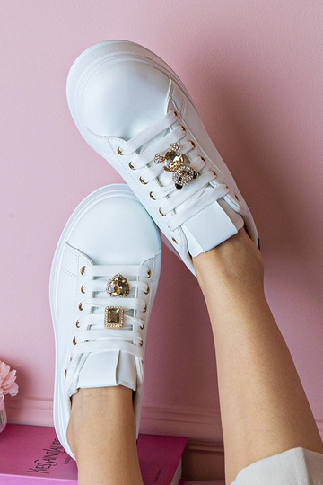 Zwart-witte dames sneakers versierd met stenen Sarena 2