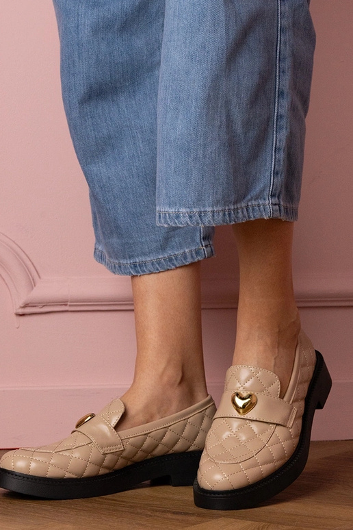 Zandkleurige dames mocassins met...