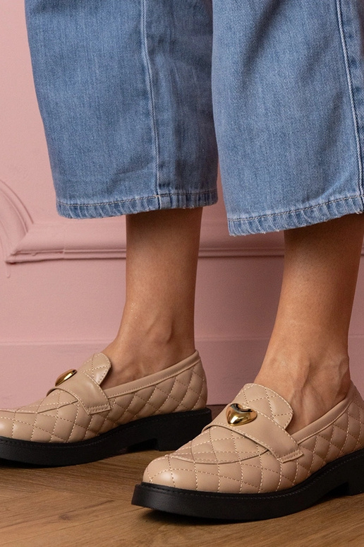 Zandkleurige dames mocassins met...