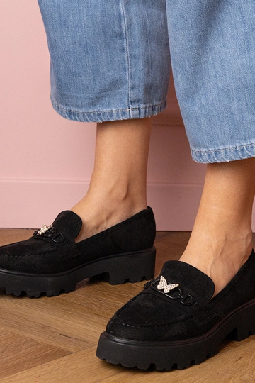 Zwarte dames mocassins met...