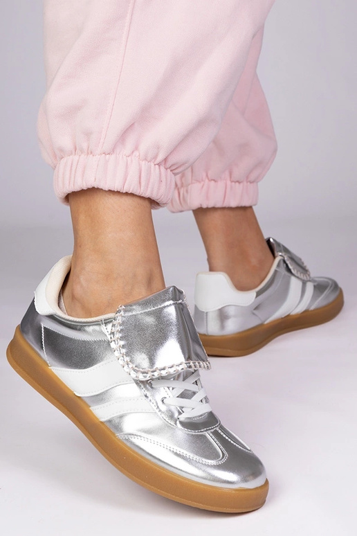 Zilveren sportieve dames schoenen,...