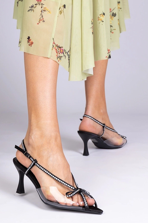 Zwarte transparante sandalen met...