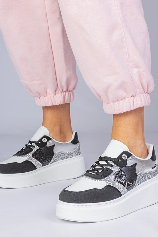 Zwarte sportschoenen met glitter en...