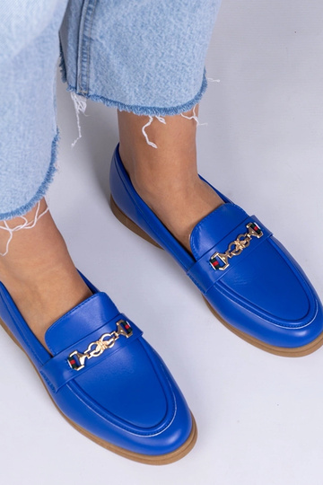 Blauwe mocassins met gouden... 2