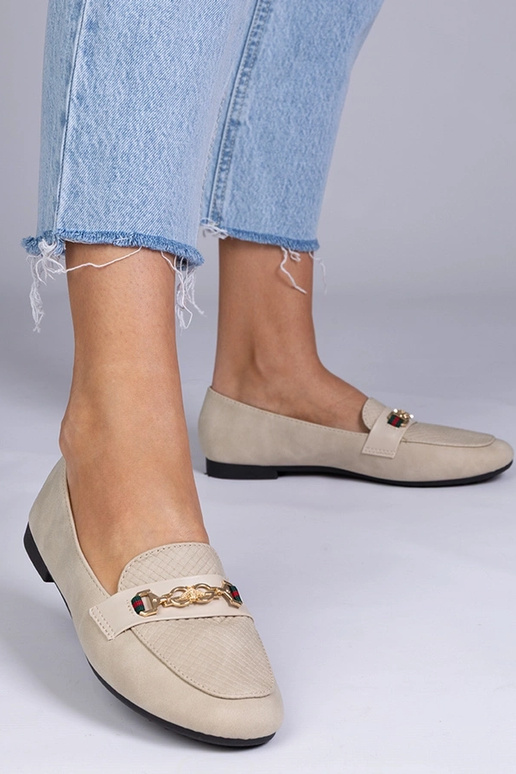 Zandkleurige matte mocassins met...