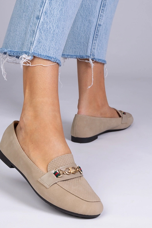 Bruine matte mocassins met gouden...