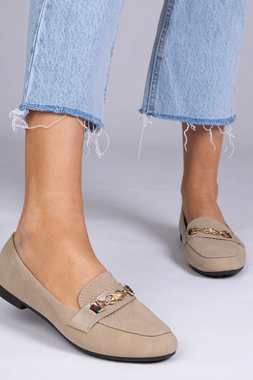 Bruine matte mocassins met gouden...