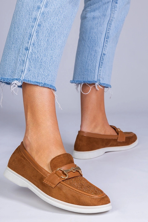 Rode mokassins van kunstleer met...