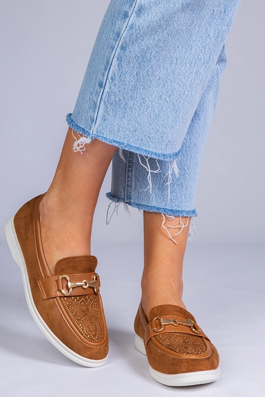 Rode mokassins van kunstleer met...