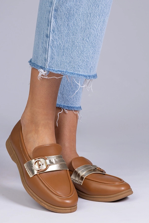 Bruine mocassins van eco-leer met...