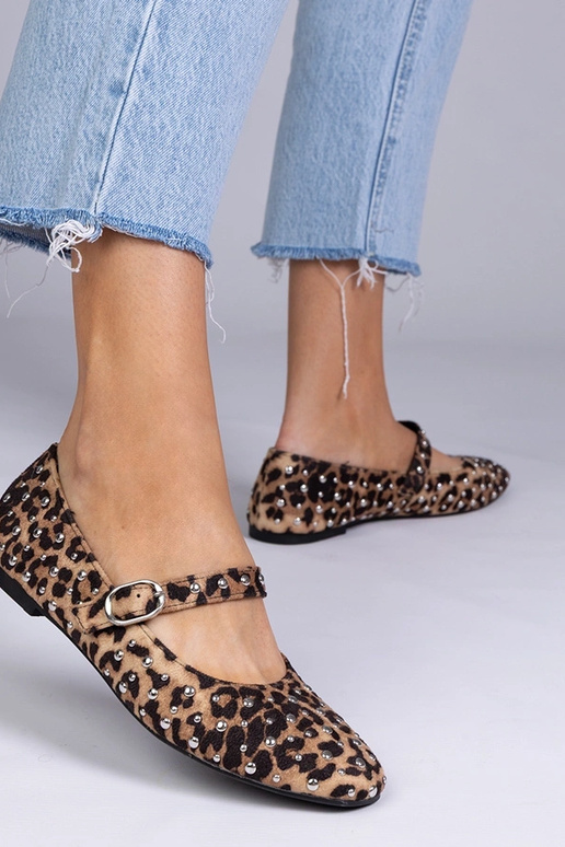 Panterprint ballerina's met studs en...